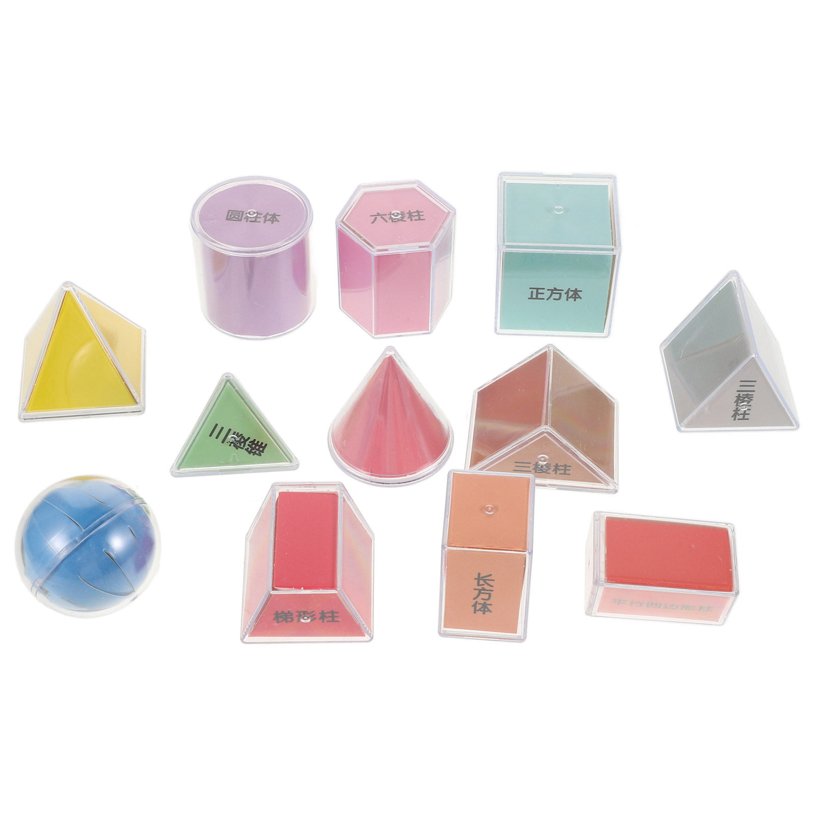 Math Manipulative Set - 8Pcs Geometry Solids Set Transparent Multicolor