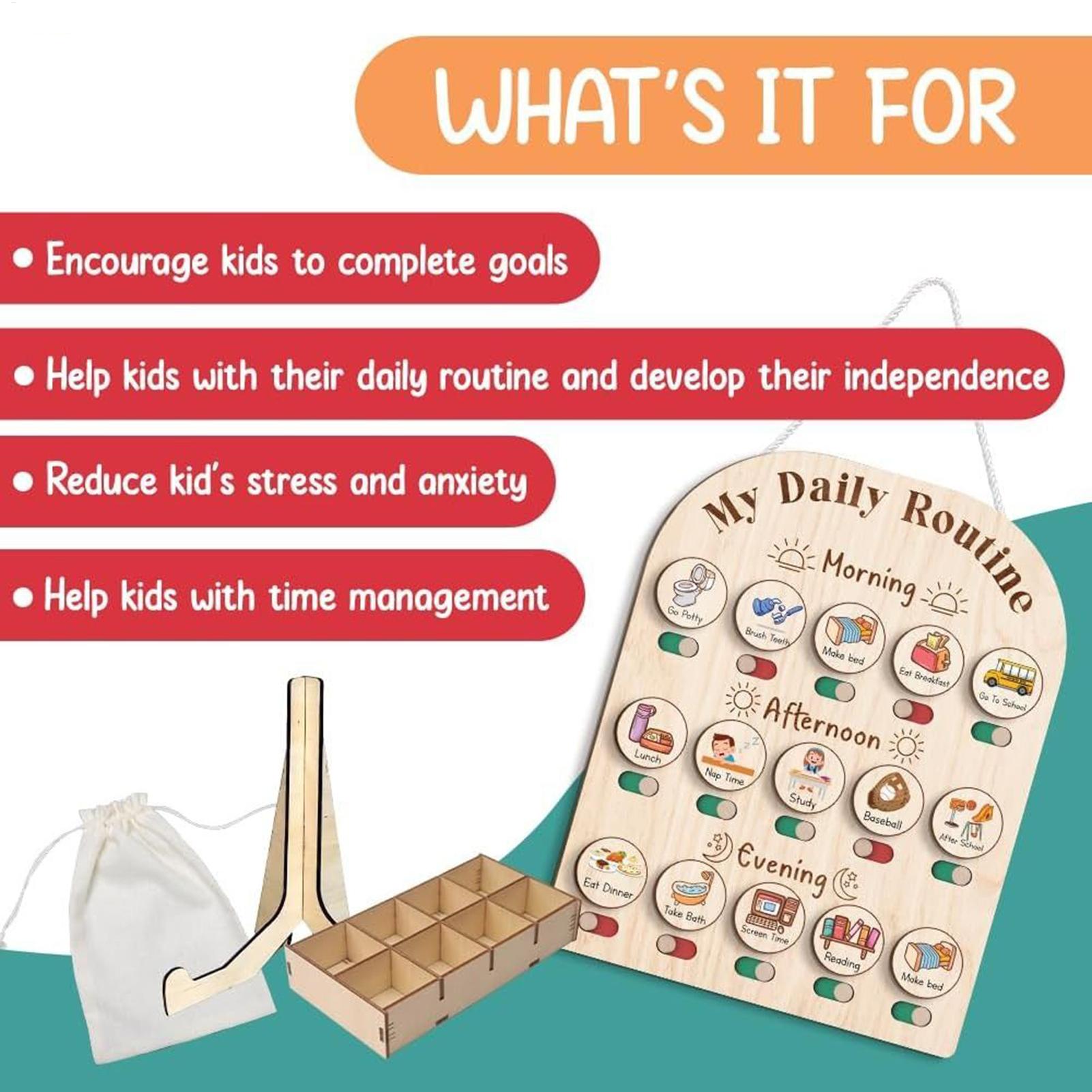 Kids Daily Routine Chart, Wood - đánh giá và giá Kids Education Planner