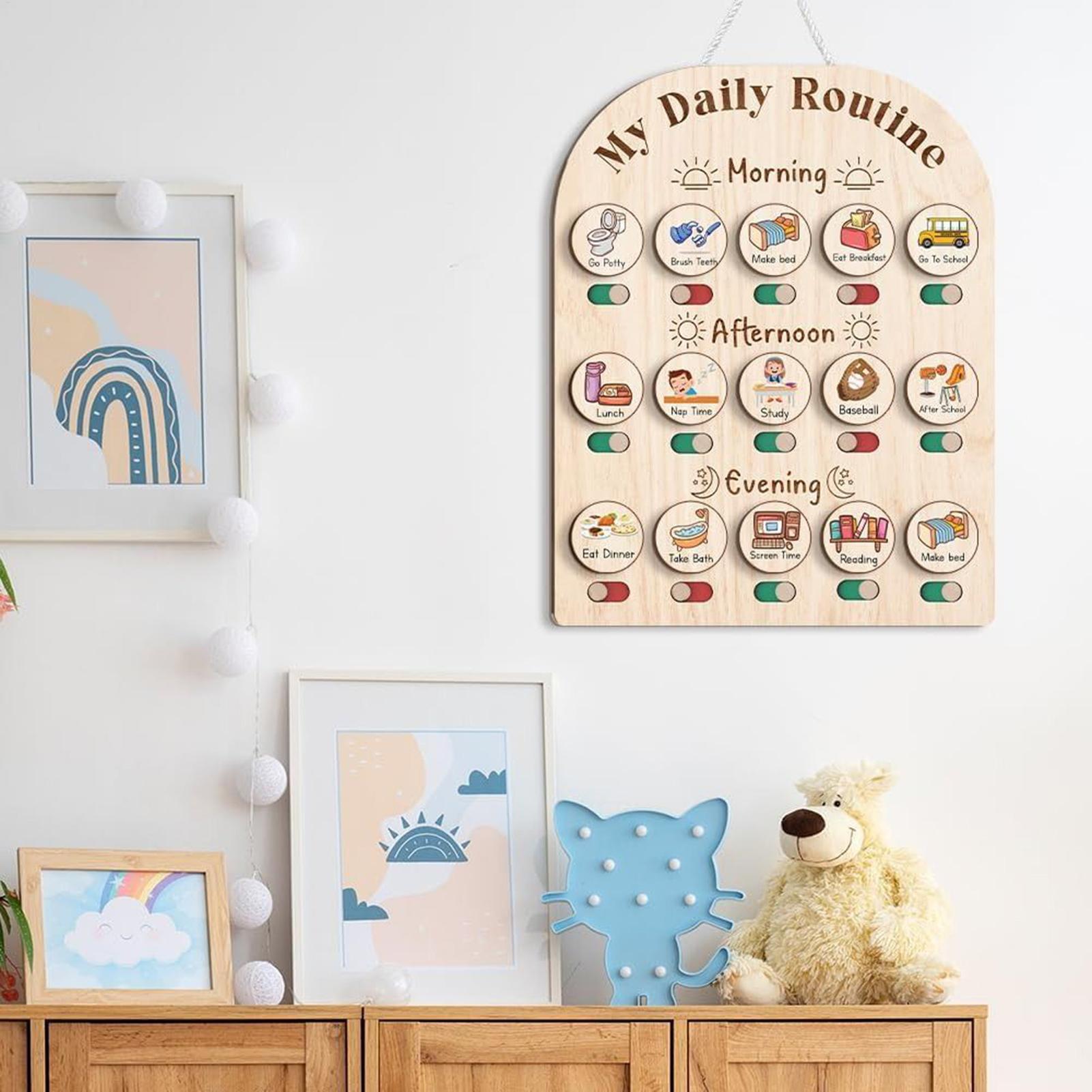 Kids Daily Routine Chart, Wood - đánh giá và giá Kids Education Planner